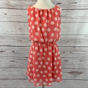 Eyeshadow pink and white dot gathered waist dress